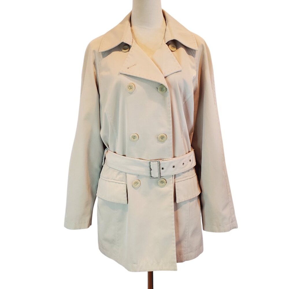 NEW YORK & CO Trench Coat Belted Double-breasted Lined Trench Coat Light Tan